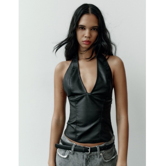 ZARA faux leather halter top - Picture 1 of 14